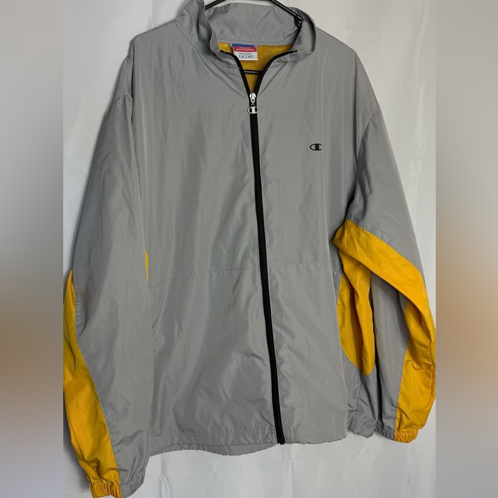 Champion Men's Windbreaker in Gray and Yellow